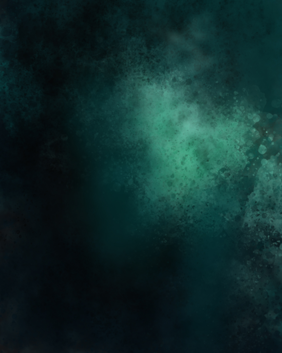 Still image from the animation of Abyss Vein by Denis Leclerc, showing turquoise light diffused in a dark mineral field.