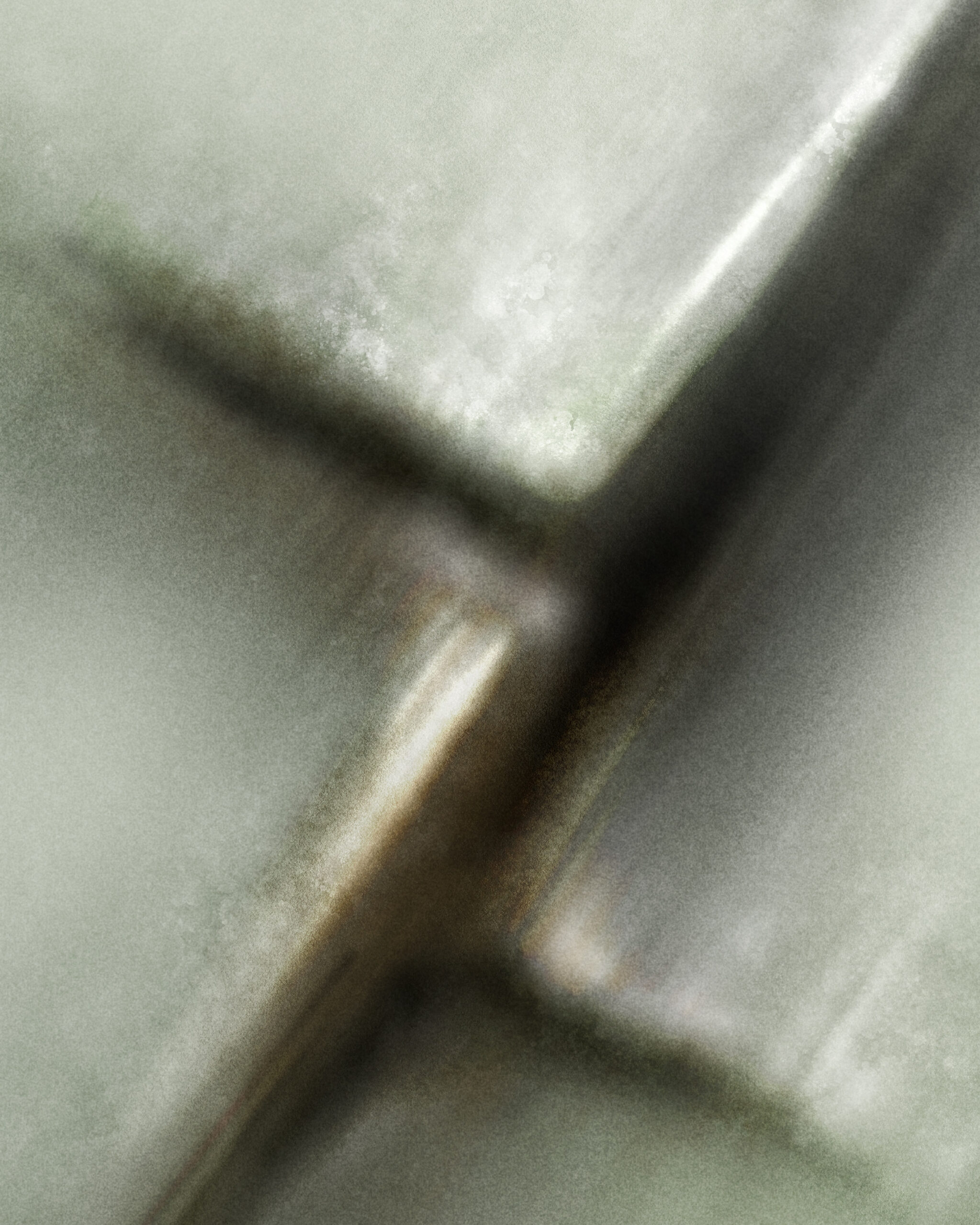 Close-up view of Denis Leclerc’s Compression Fault, highlighting the blurred fracture and light sweep at the center of the composition. Part of the Liminal Drift series.