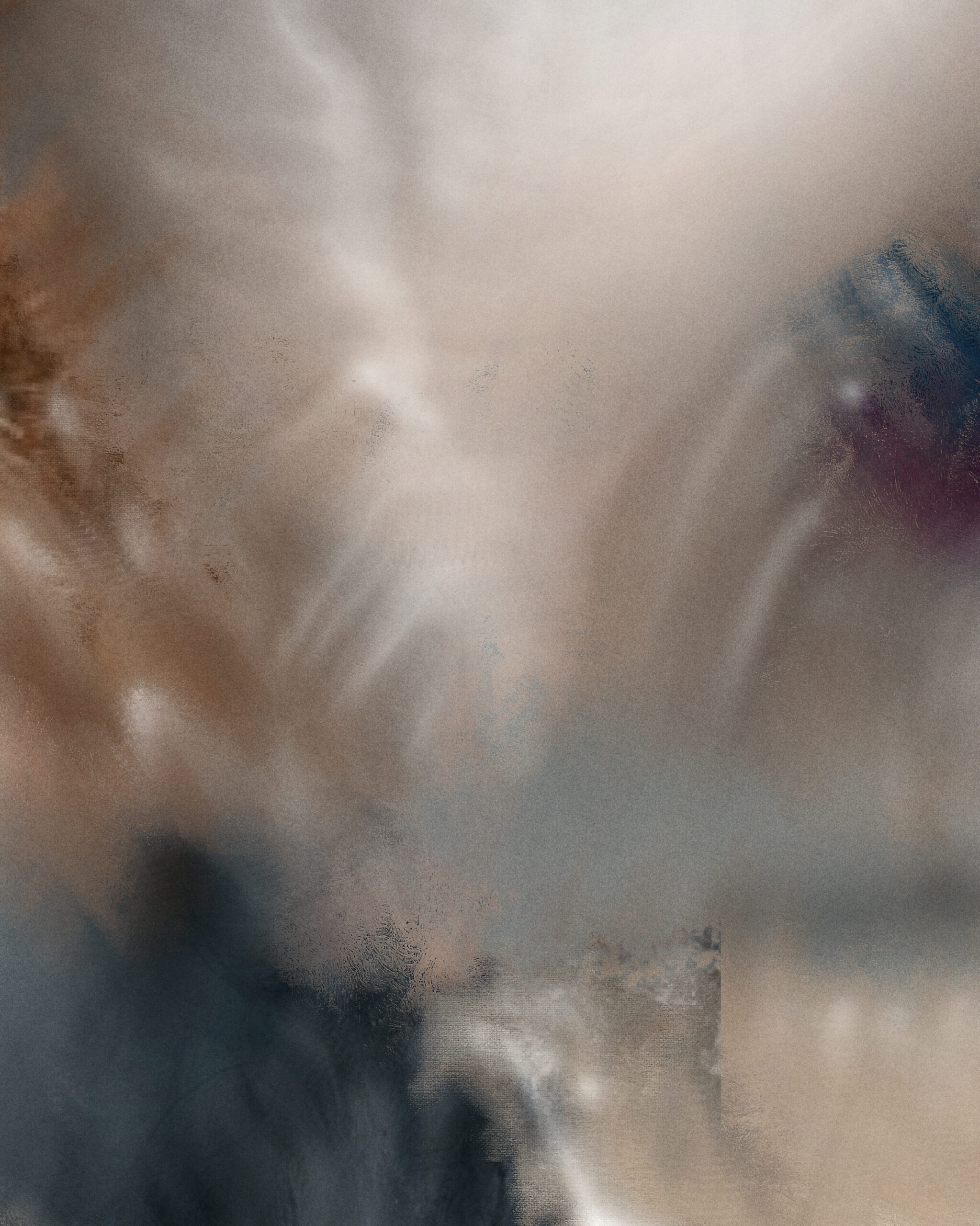 Detail view of Ephyra abstract digital art showing blurred textures and light-driven movement suggesting wing-like forms