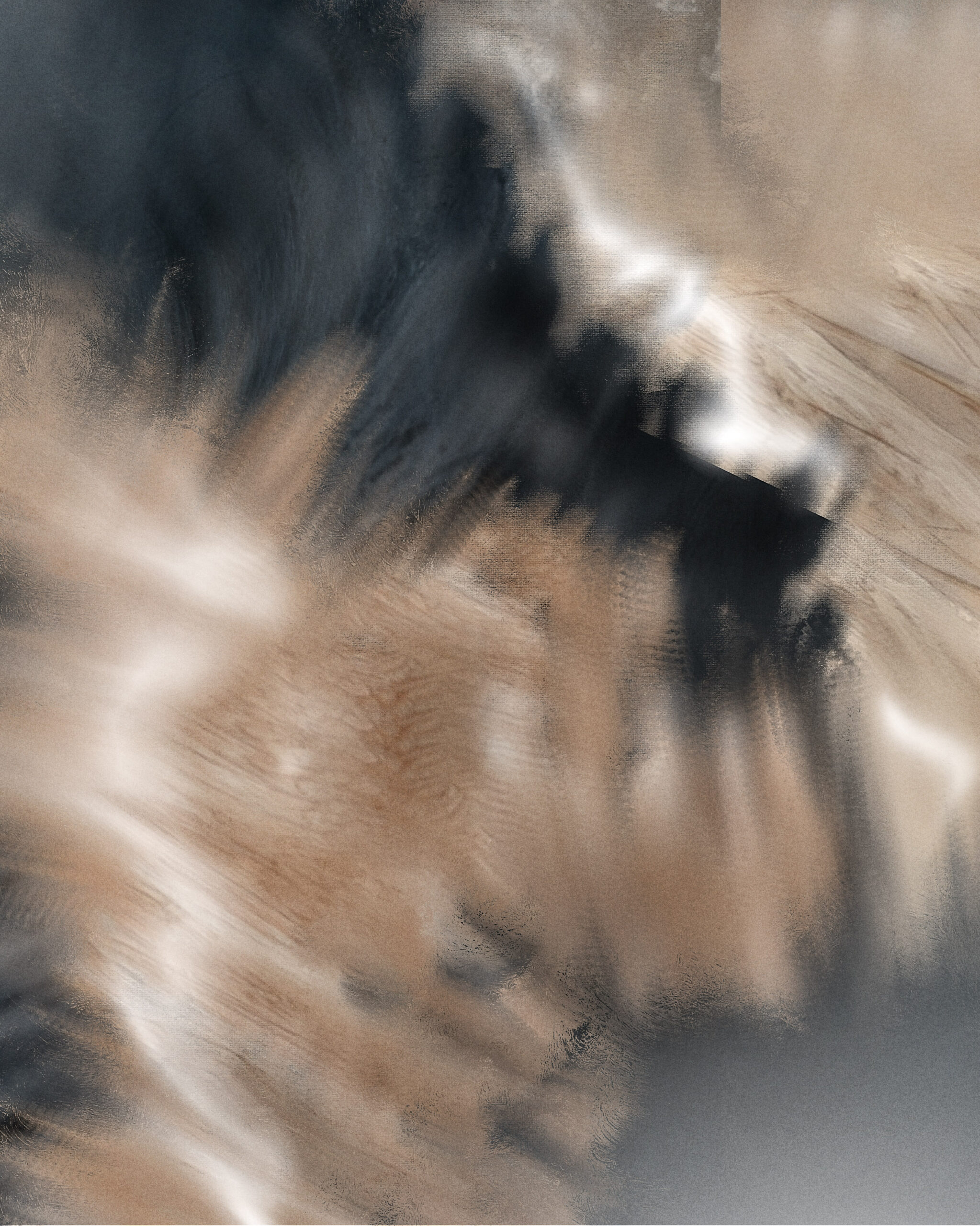 Abstract detail of Ephyra digital artwork revealing compressed motion and soft transitions between light and shadow