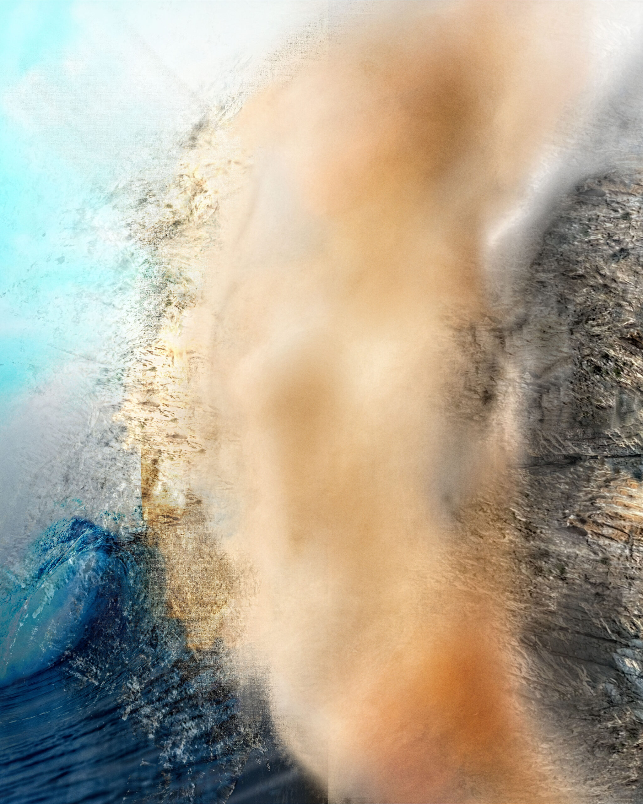 ncarnata by Denis Leclerc, abstract digital artwork from the Siren series exploring a proto-body emerging between water, stone, and air