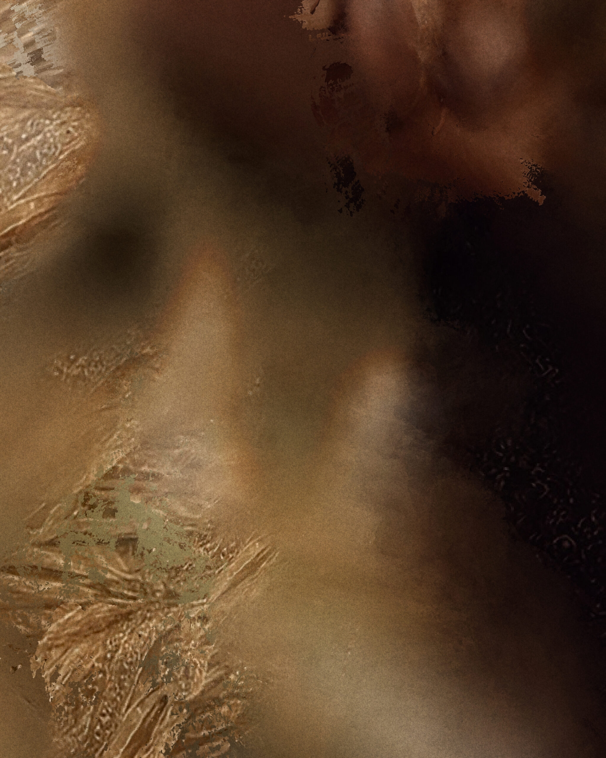 Detail of Makena abstract siren artwork highlighting layered digital painting textures and softened transitions