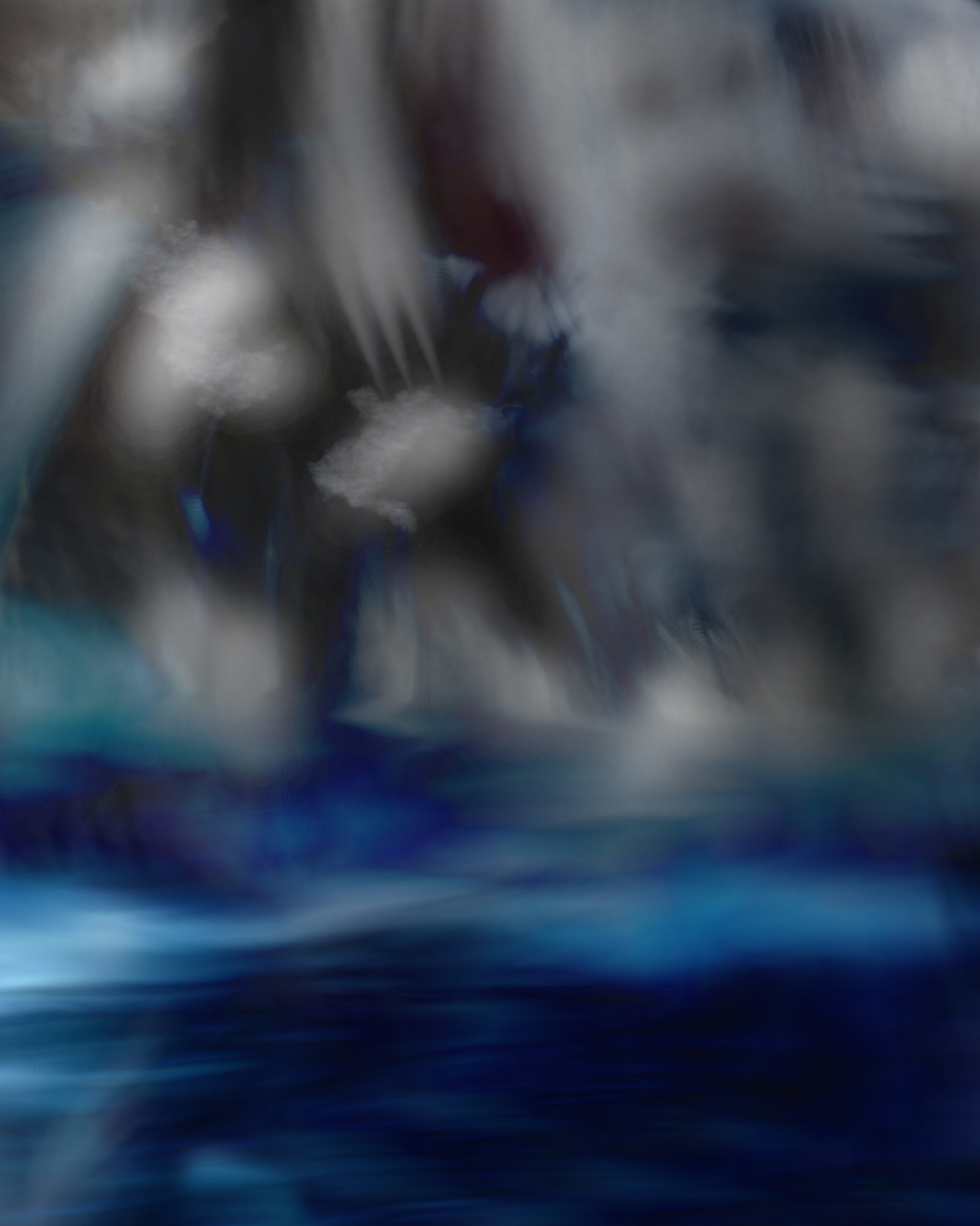 Close-up detail of Parthenope revealing soft dissolving forms, light, and avian textures from the Siren Digital Art Series.