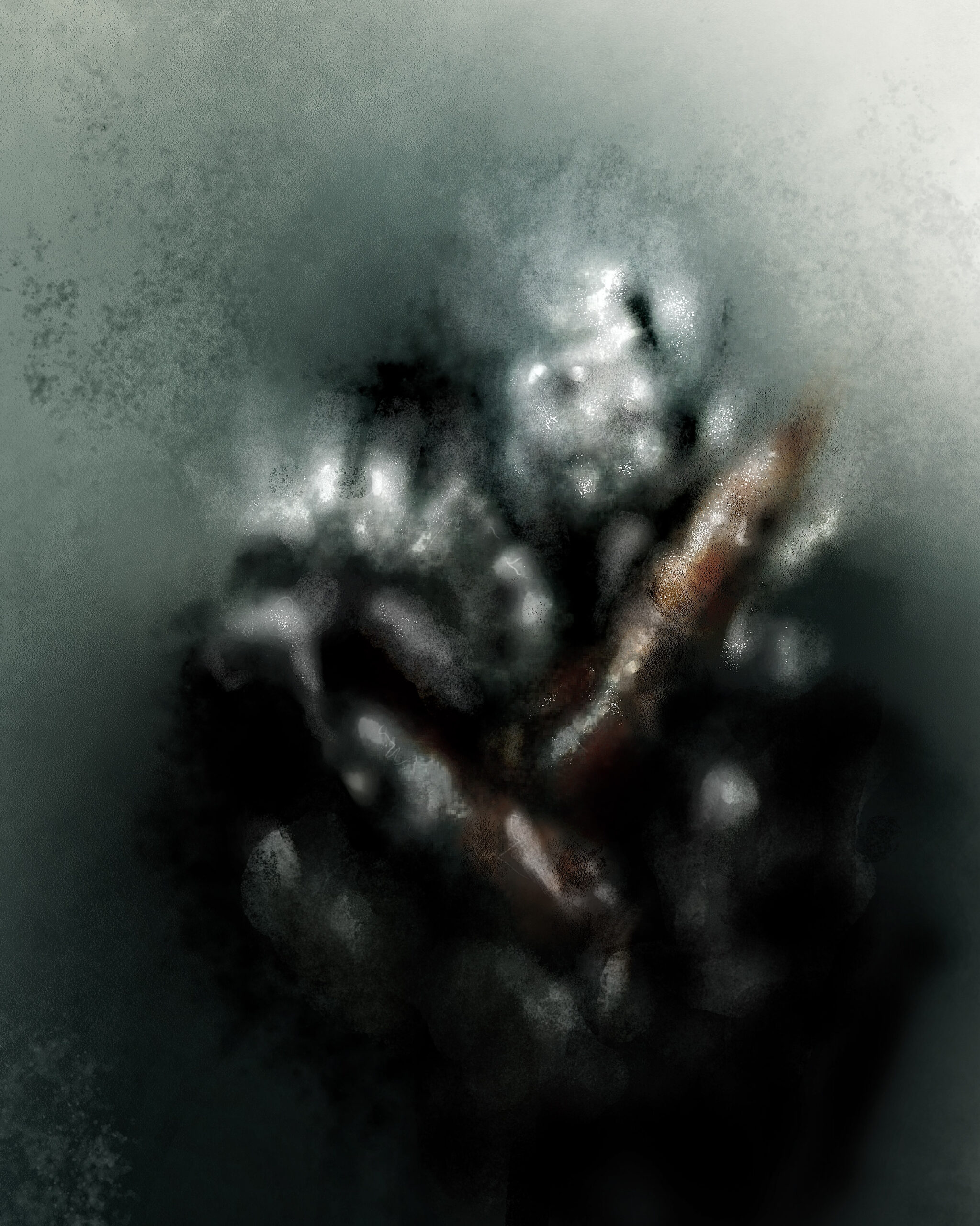 Detail view of Residual Core showing textured digital abstraction and subtle material depth