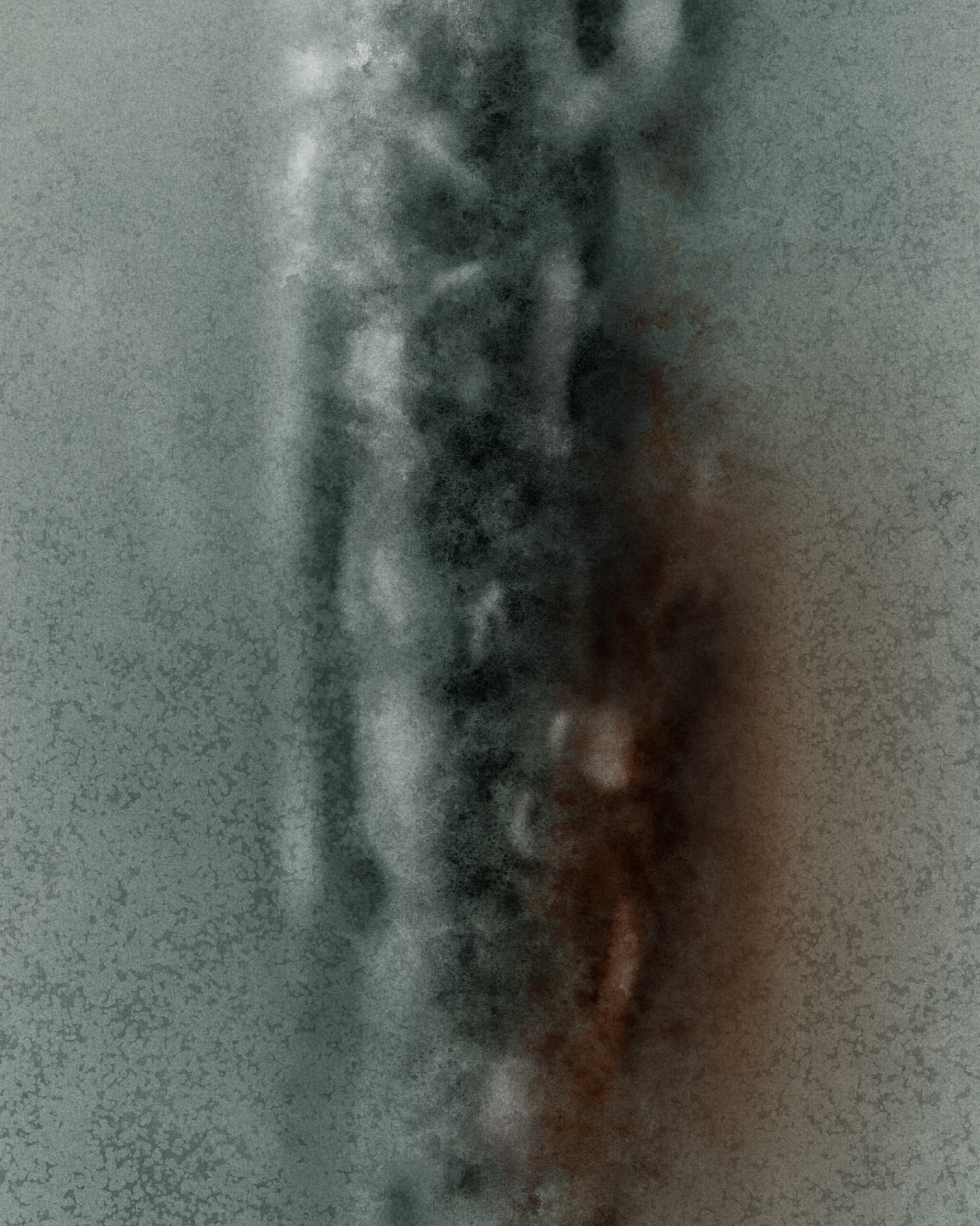 Close-up detail of Standing Memory by Denis Leclerc, revealing intricate textures and layered digital gradients.