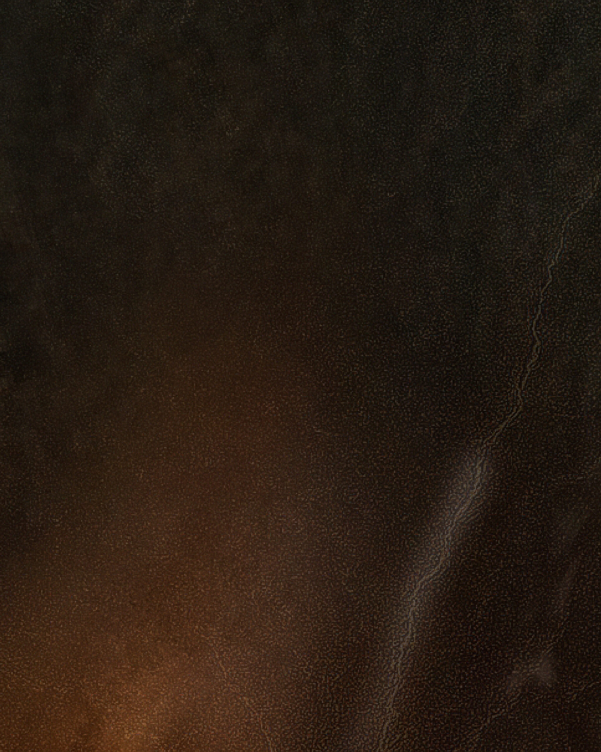 Close-up detail of Subduction Bloom digital artwork showing deep textures and luminous brown-orange drift.
