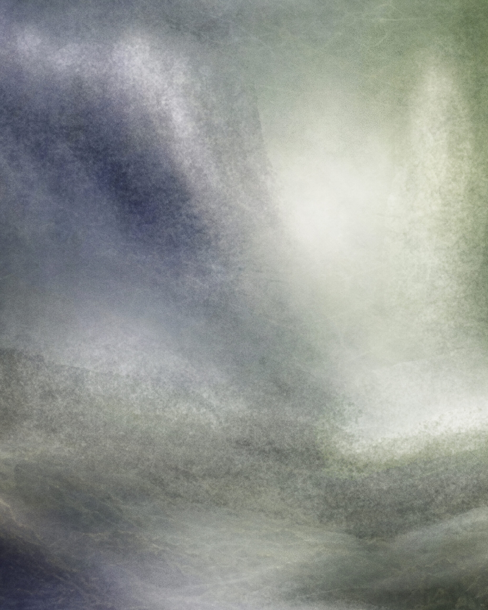 Detail of Ur III digital artwork where green tones act as a temperature of matter rather than vegetation, embedded in an undifferentiated mass