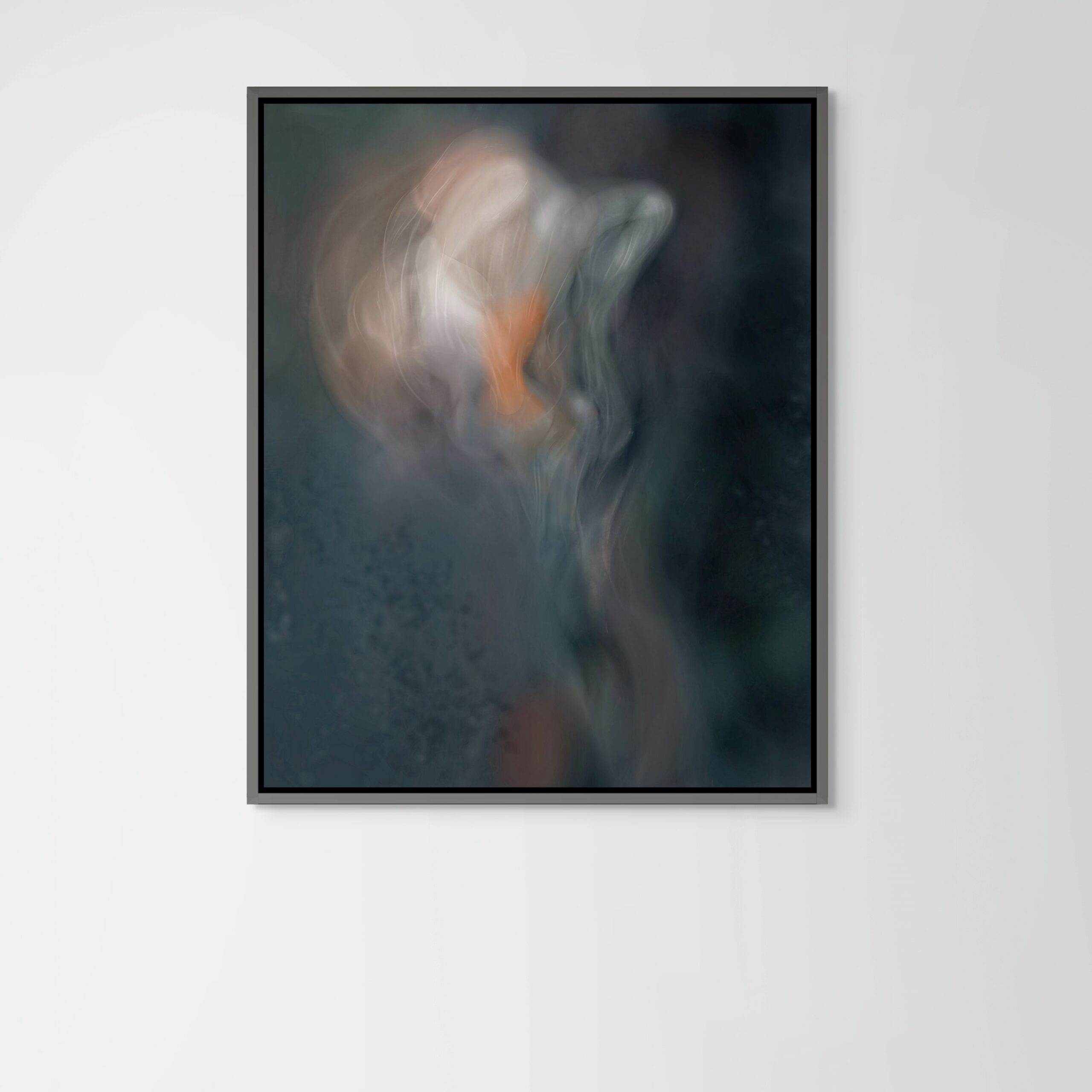 Pale Convenant by Denis Leclerc, framed digital artwork displayed on a wall in a modern interior setting, showing scale and presentation.
