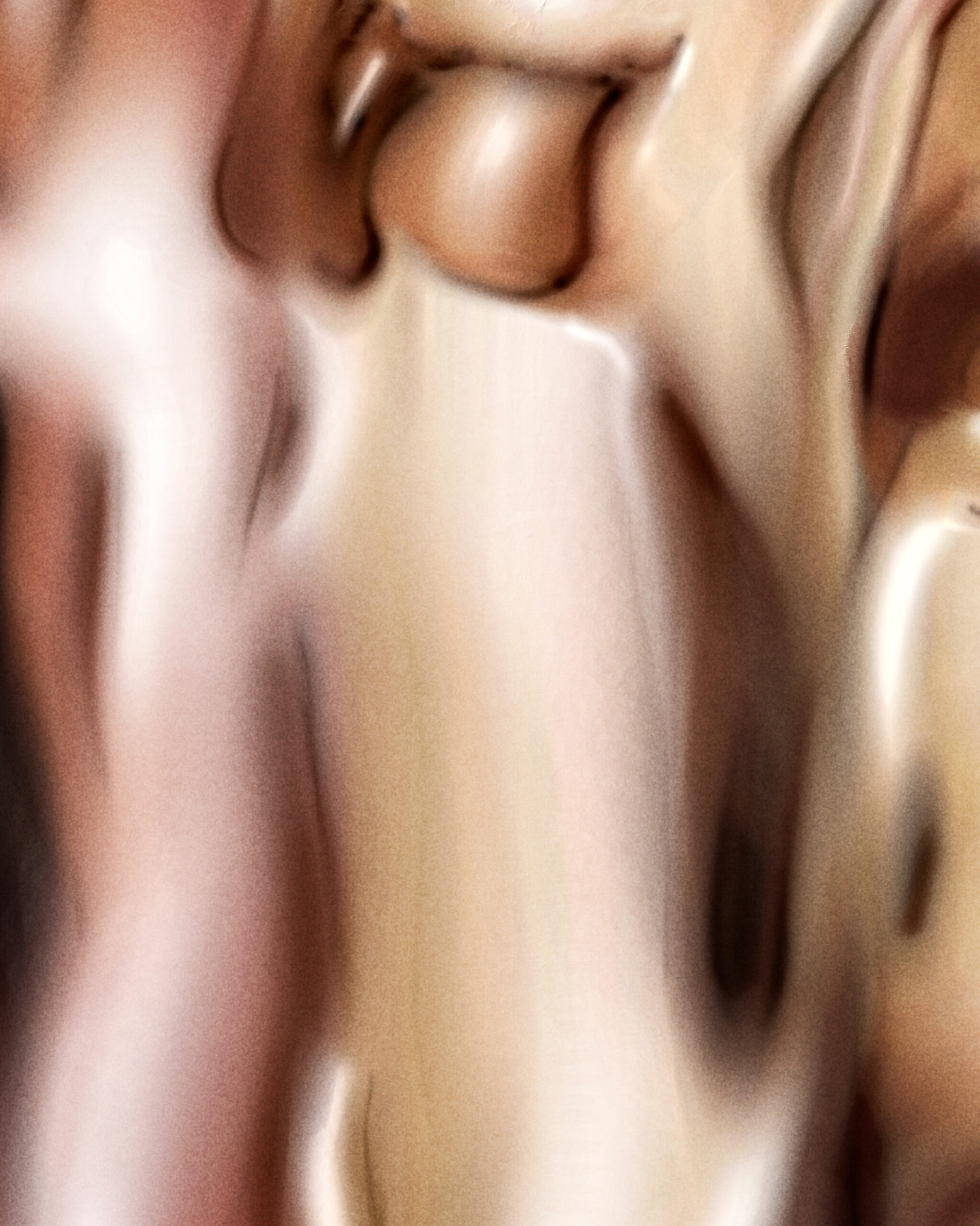 Detail of Digital Fragments 412 by Denis Leclerc – close-up of flowing abstract forms in metallic flesh tones