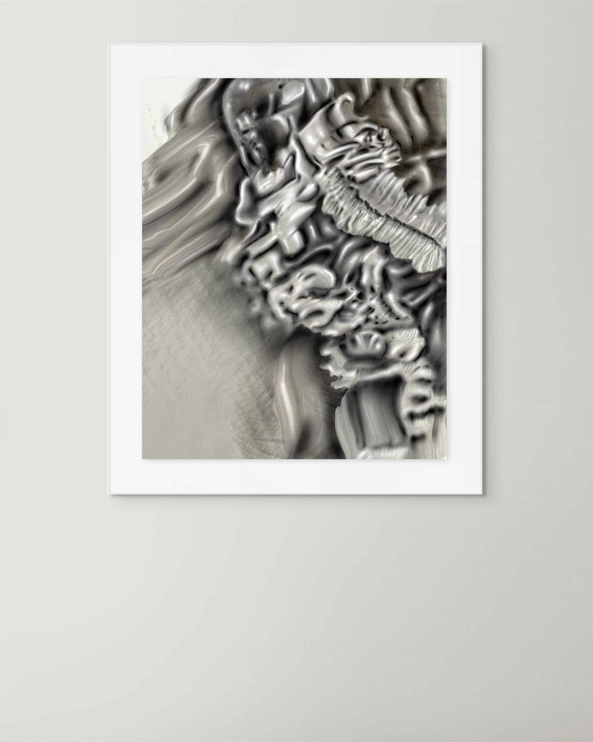 Framed print of Digital Fragments 419 by Denis Leclerc, abstract digital artwork from the Ethereal Solid series.