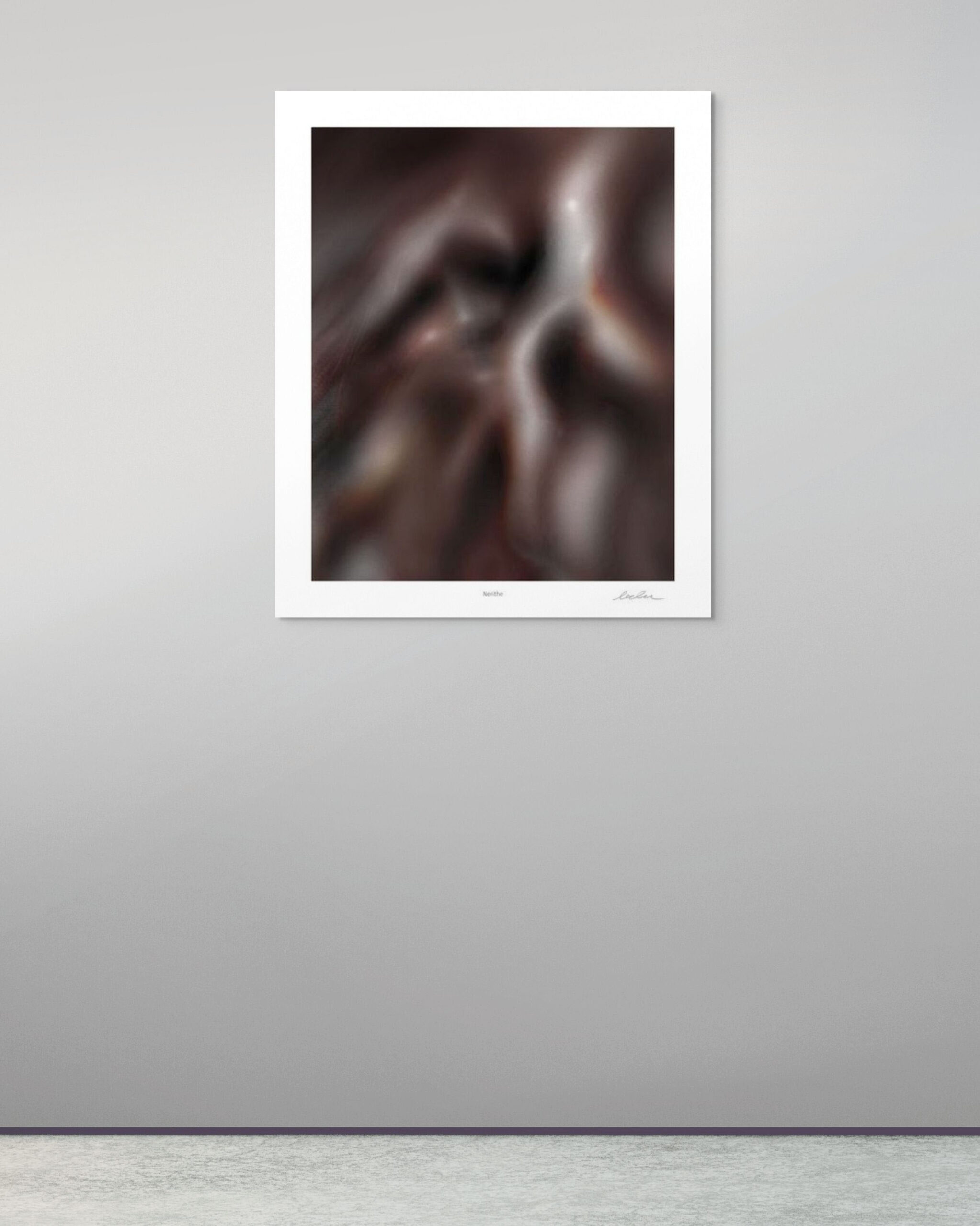 Nerithe abstract digital art print by Denis Leclerc displayed framed on a neutral gallery wall